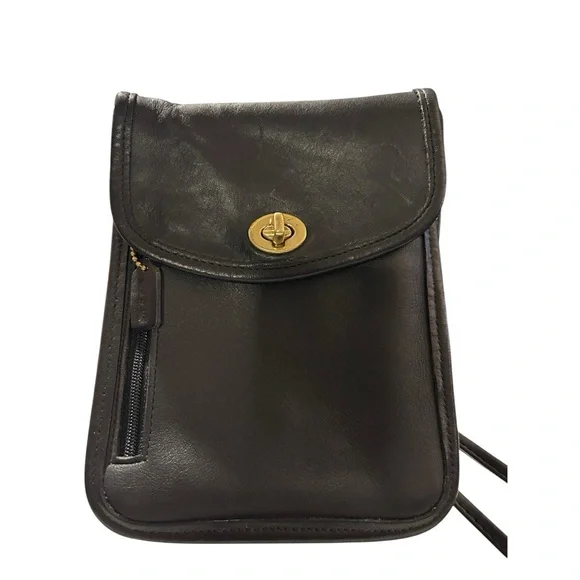 Vintage Coach Tourist Pouch Passport Hipster Crossbody #6908 – Black Leather - Picture 9 of 11